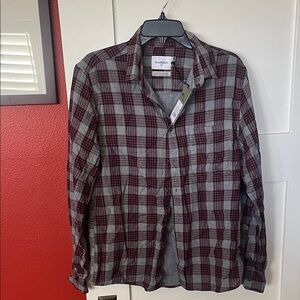 Goodfellow & Co Men's Checkered Shirt - Burgundy and Gray